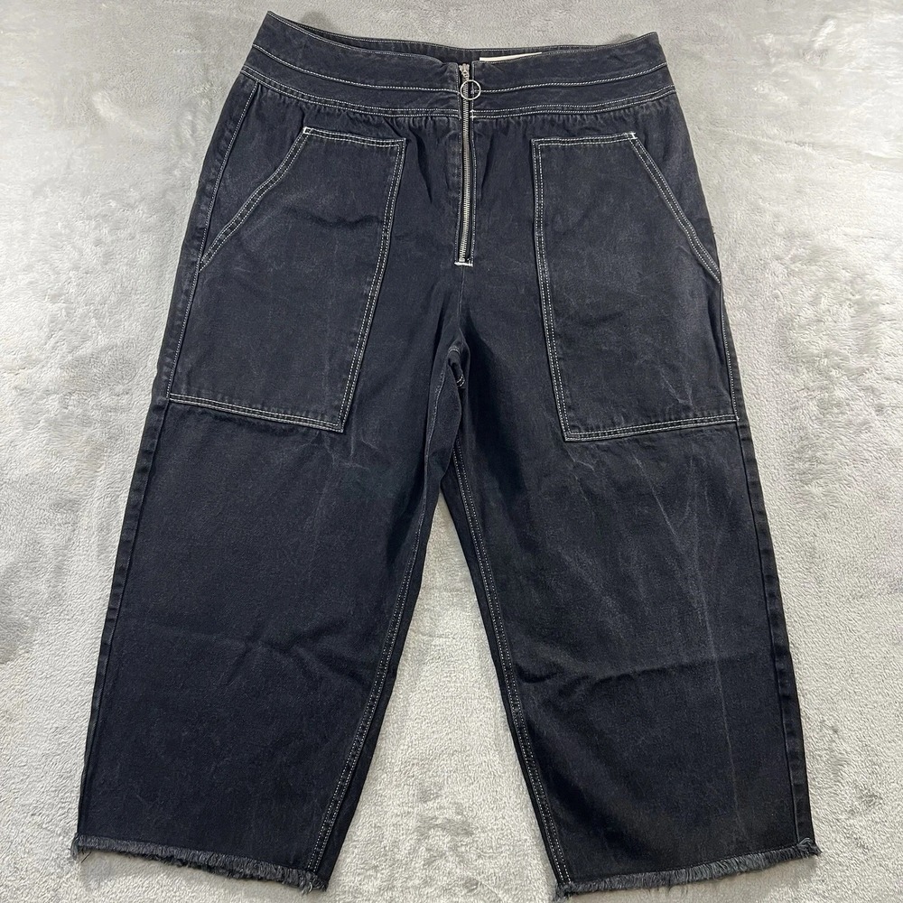 ASOS Curve Size 22/32 Jeans Black Denim Straight Leg Cropped 29" Inseam Women's